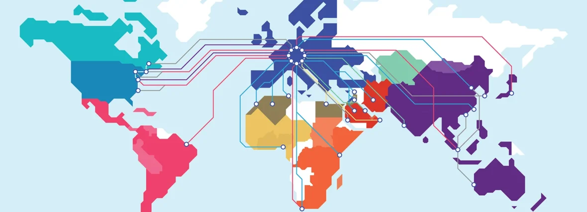 Illustration of GÉANT's global connectivity map