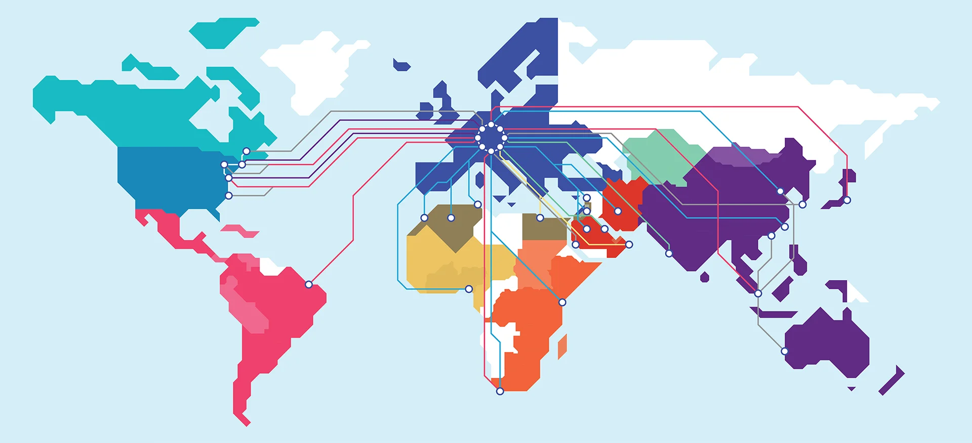 Illustration of GÉANT's global connectivity map